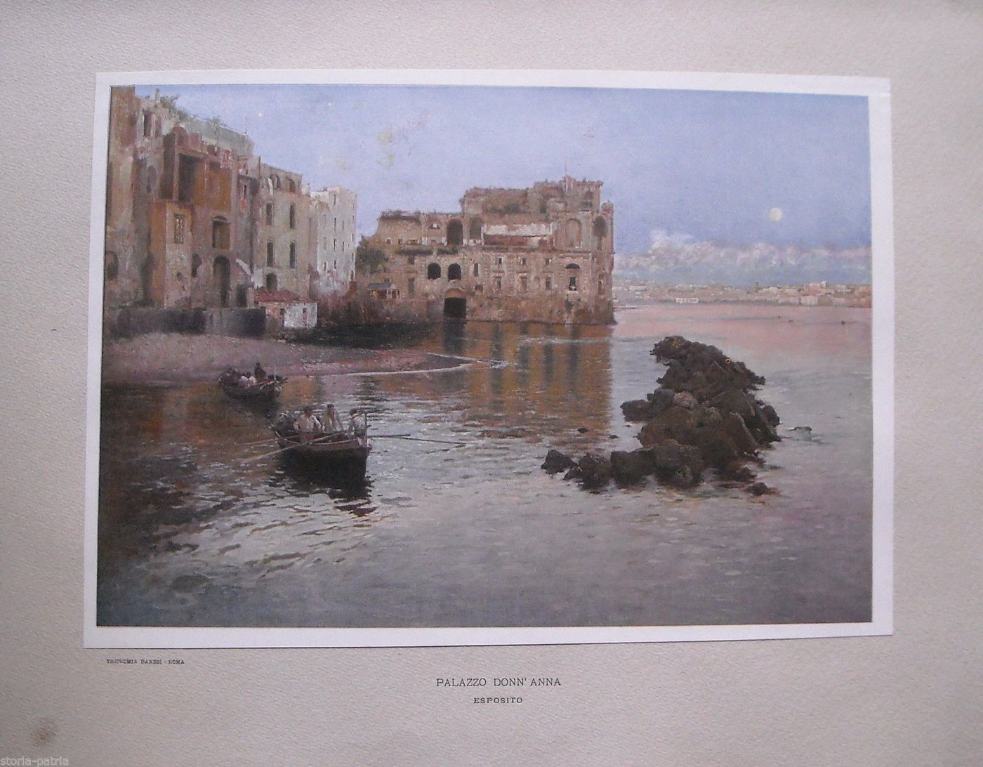 Stampa Antica Palazzo Donn'Anna, Napoli, Gaetano Esposito, Tricromia Danesi