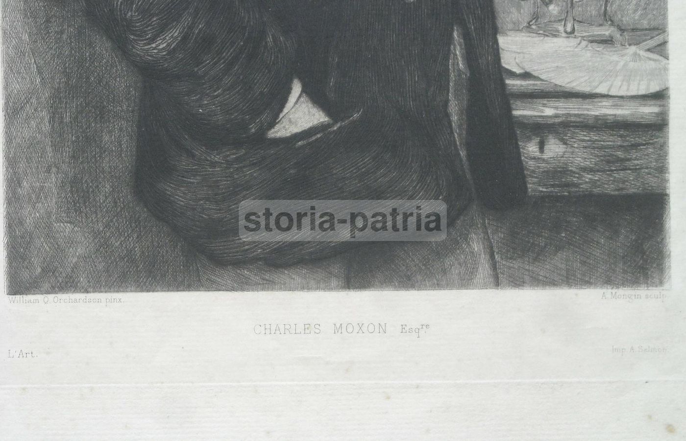 Ritratto Di Charles Moxon, Incisione Antica Di Mongin Da Orchardson, 1876