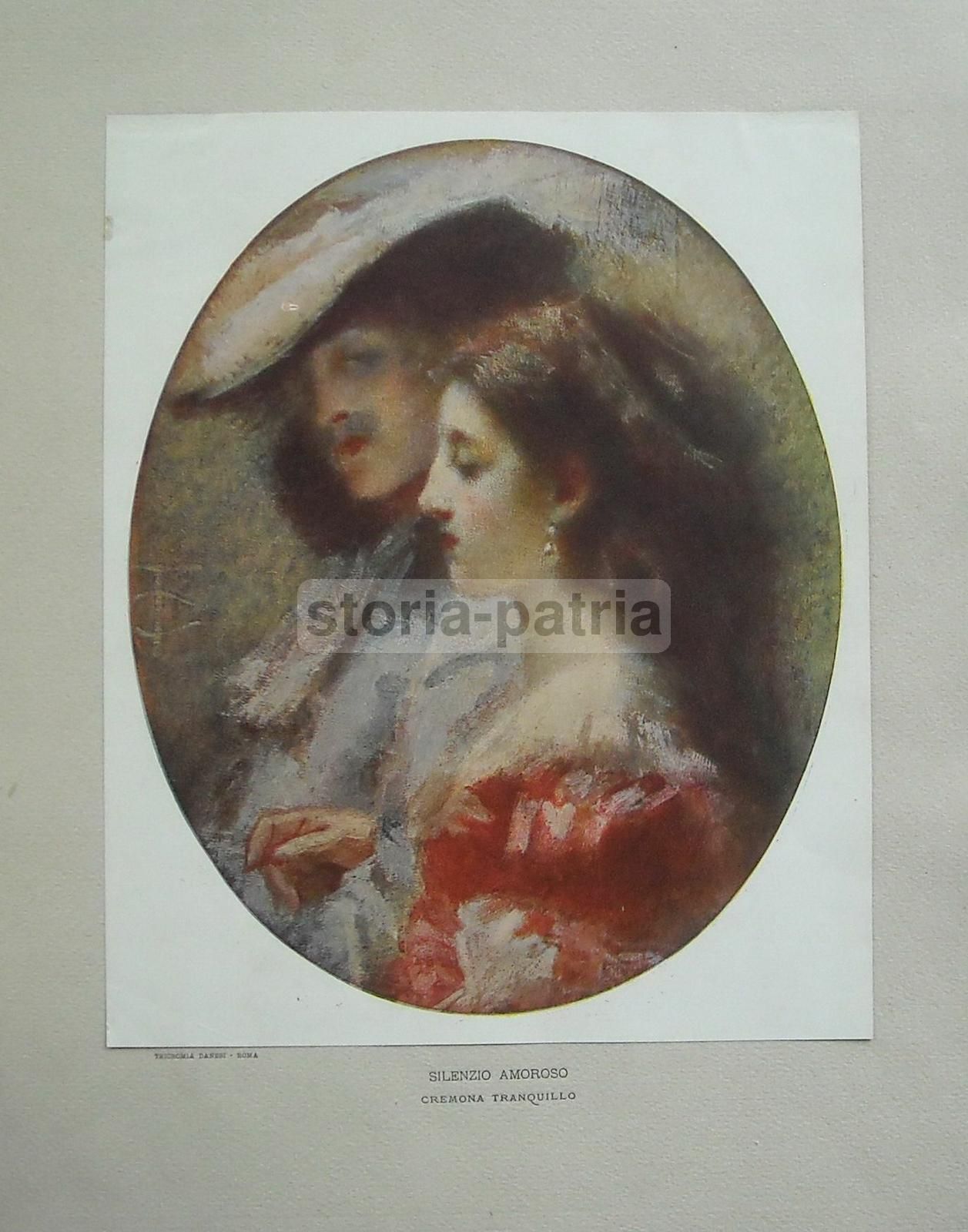 Tranquillo Cremona   Silenzio Amoroso   Stampa Antica   Scapigliatura