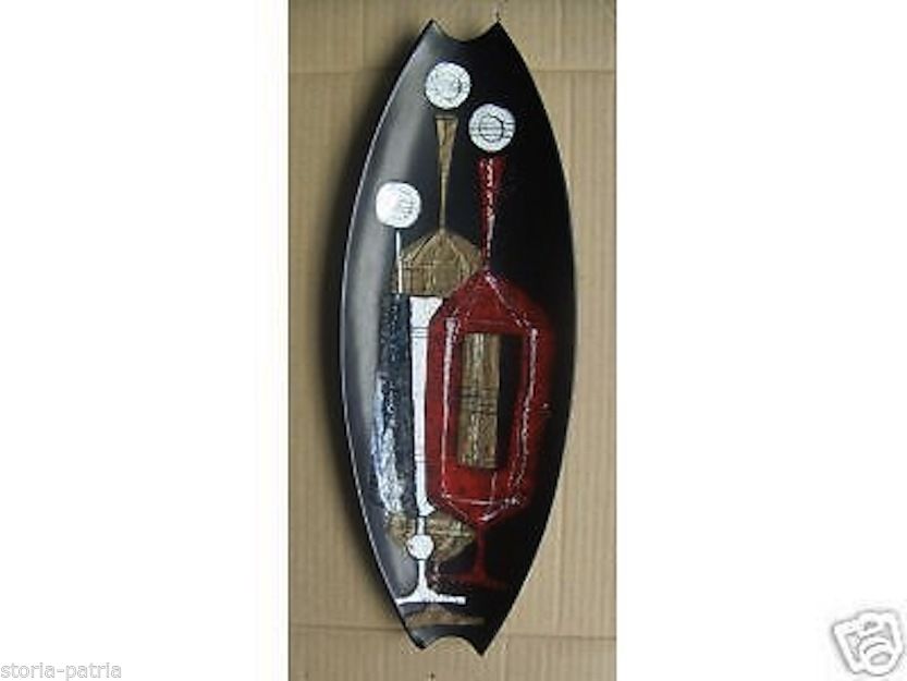 Pannello Ceramica Da Parete Con Bottiglie Stilizzate Anni '50