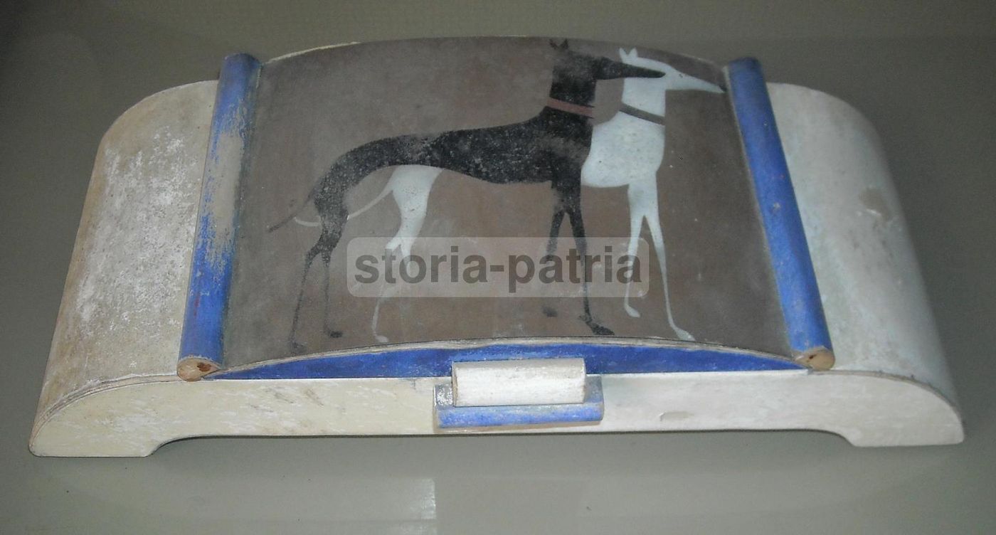 Scatola Portagioie Art Déco Con Cani Levrieri, Anni '20