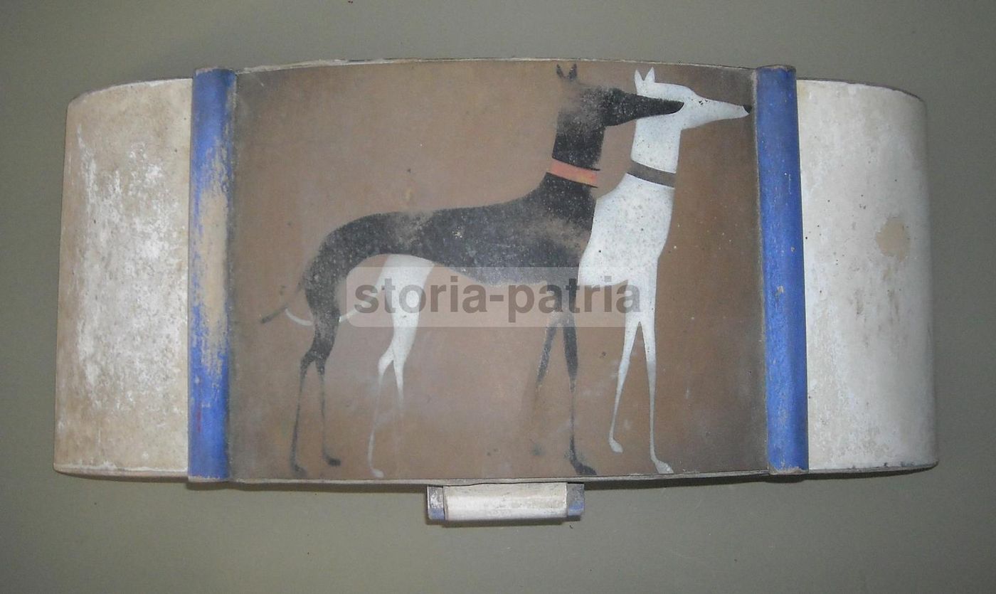 Scatola Portagioie Art Déco Con Cani Levrieri, Anni '20