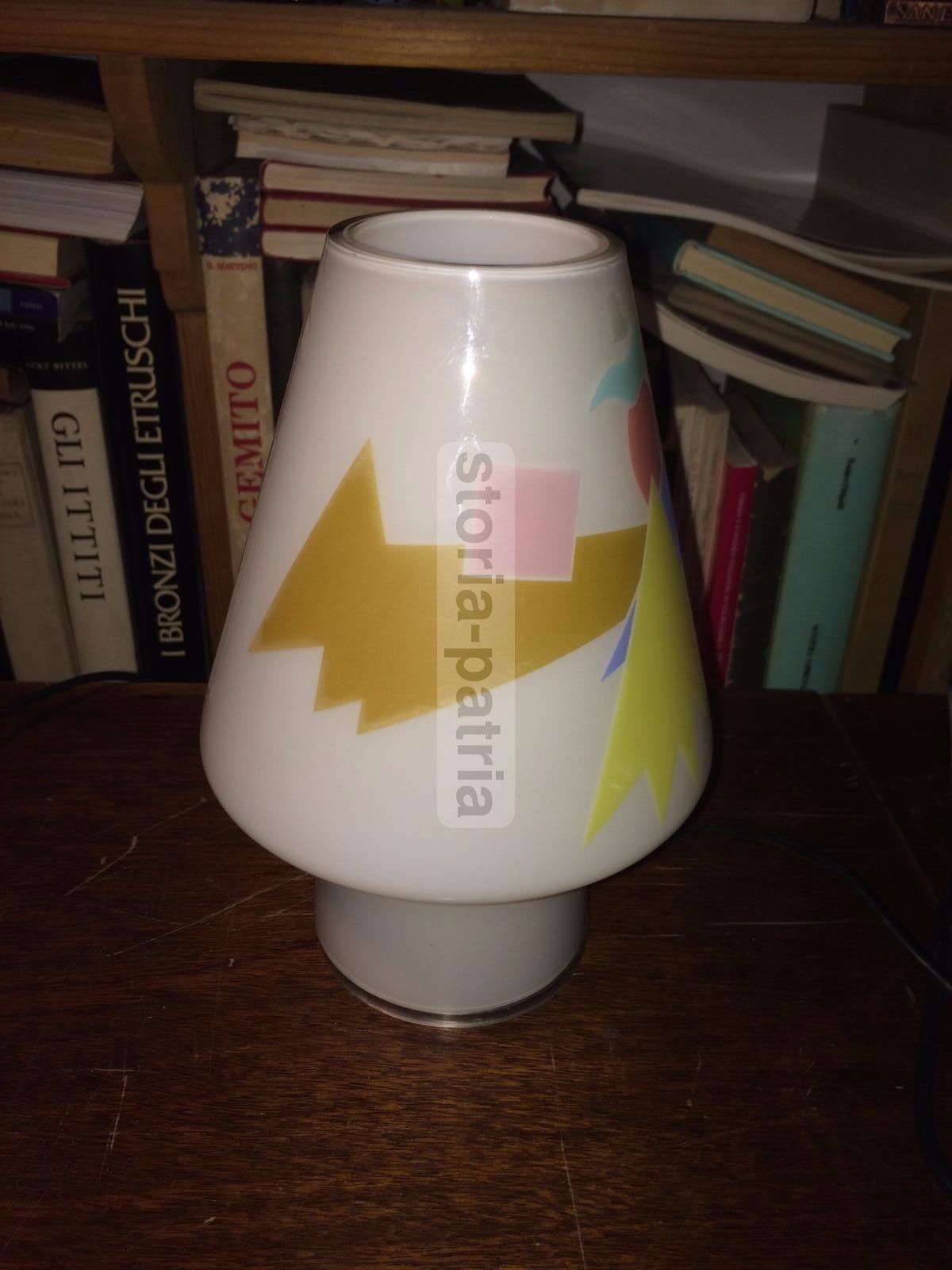 Lampada Da Tavolo In Vetro Decorato Mendini Sidecar Anni '90