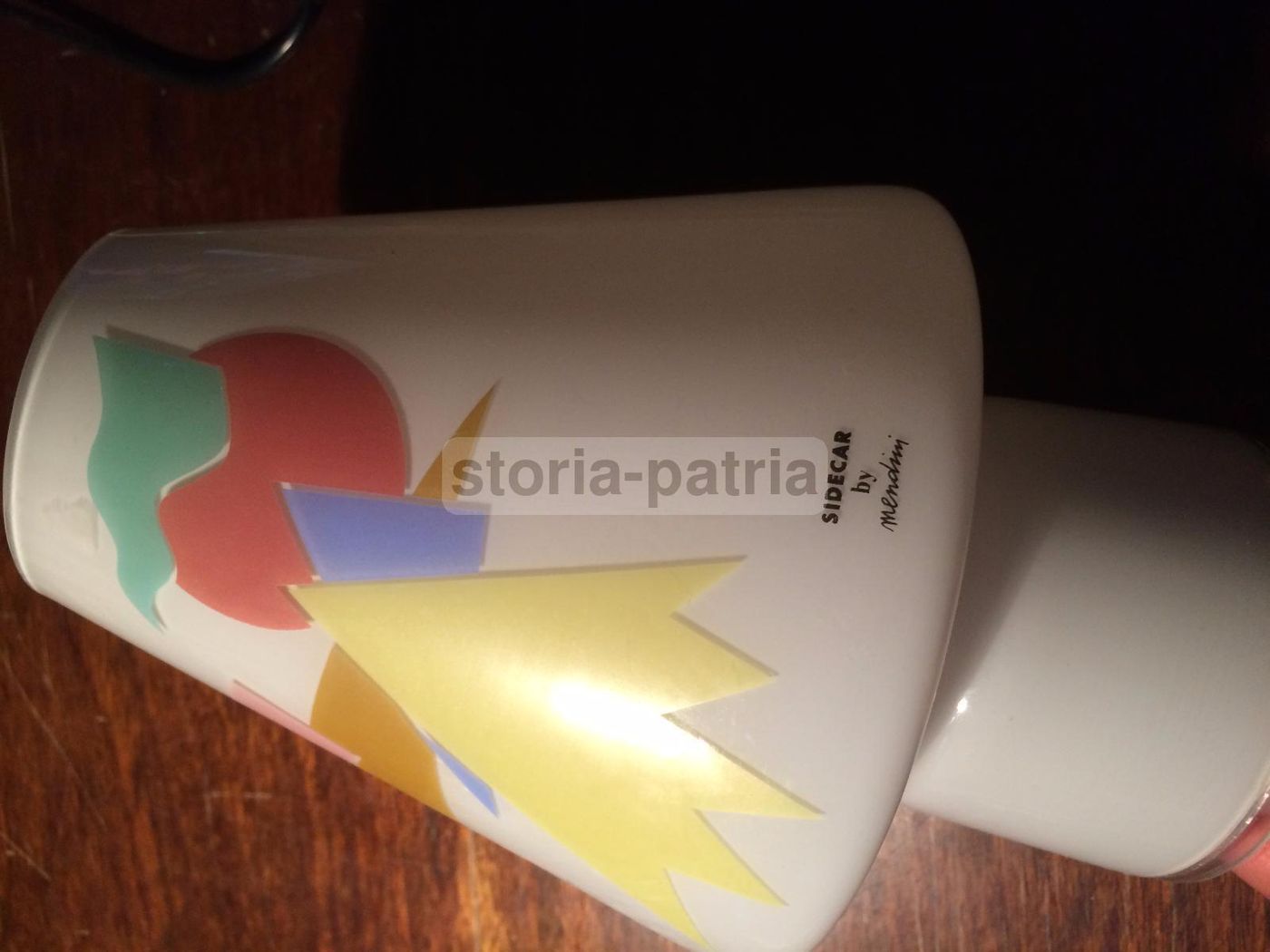 Lampada Da Tavolo In Vetro Decorato Mendini Sidecar Anni '90