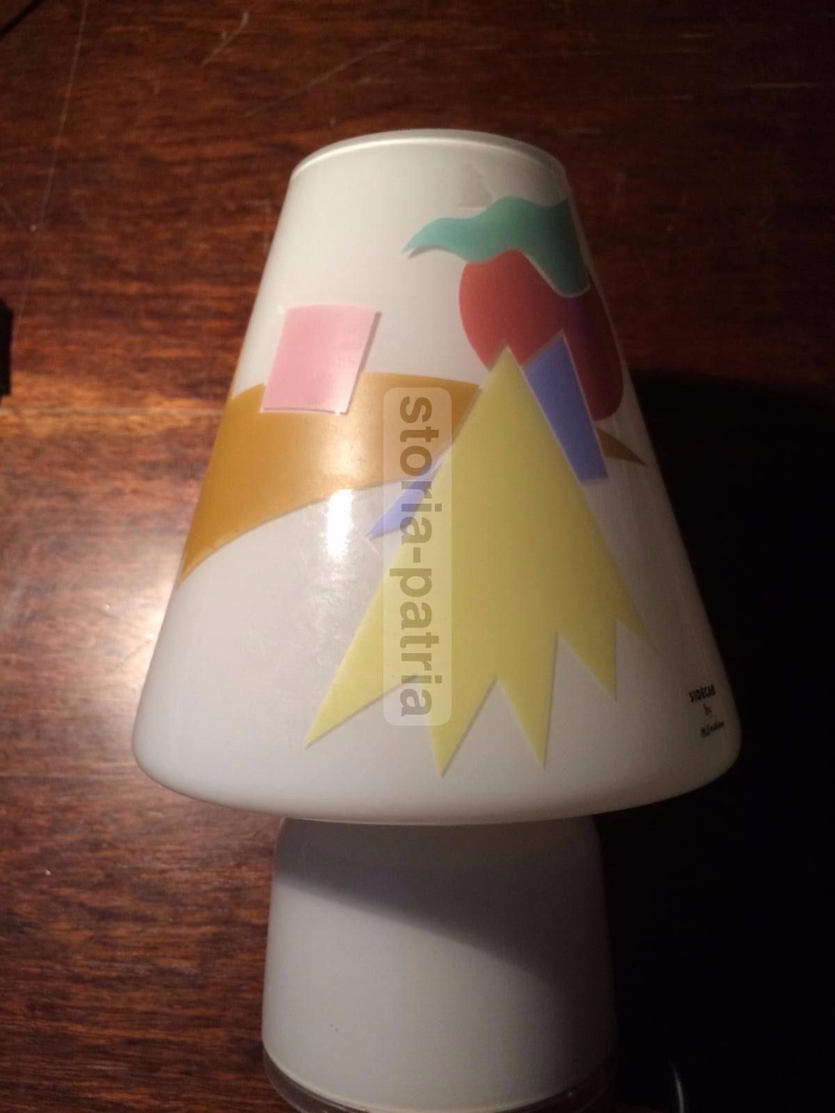 Lampada Da Tavolo In Vetro Decorato Mendini Sidecar Anni '90