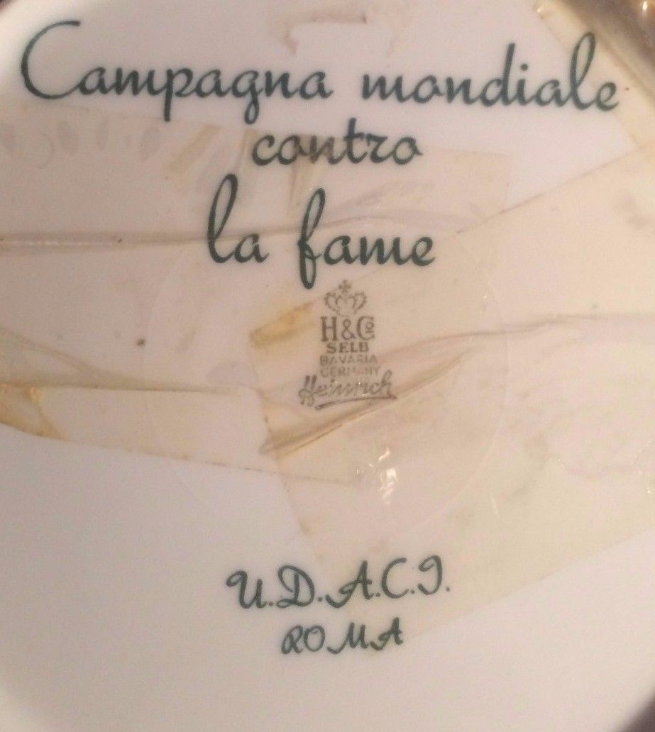 Piatto Porcellana Campagna Contro La Fame Nel Mondo Selb Bavaria Anni 70