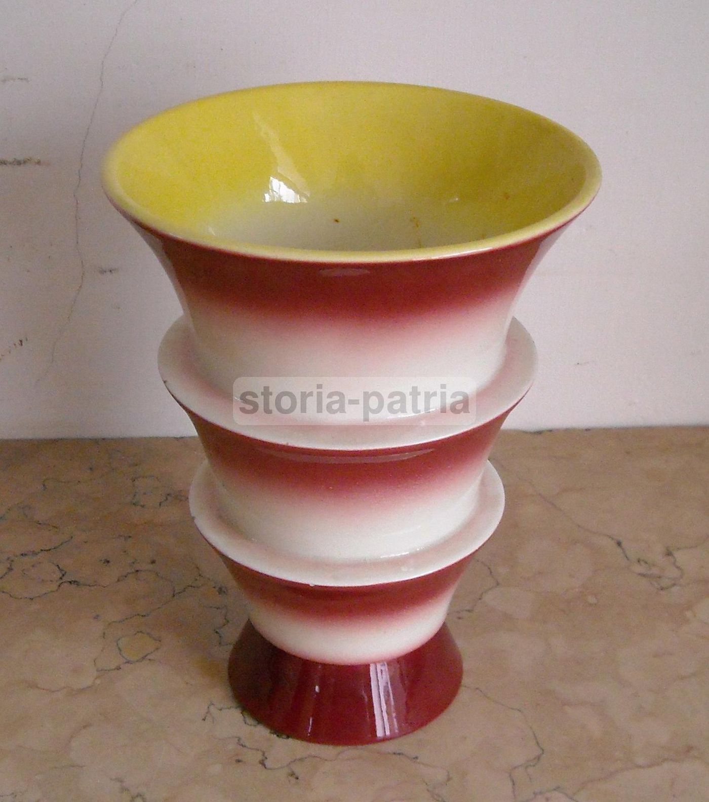 Vaso In Ceramica Galvani Pordenone Con Decoro Futurista, Anni '30