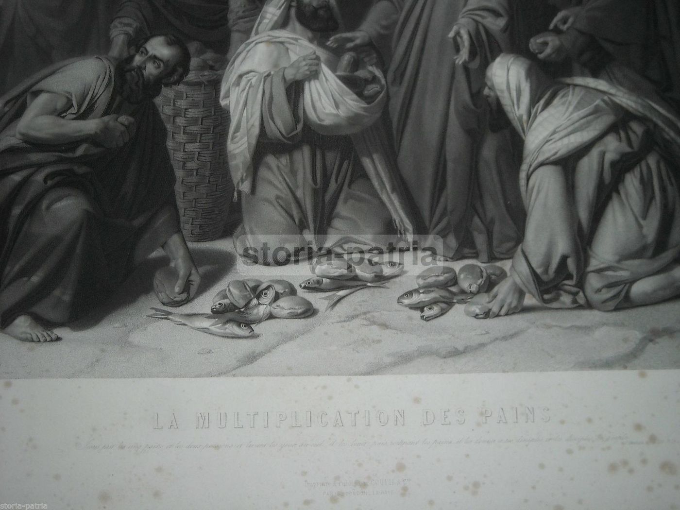 Moltiplicazione Dei Pani E Pesci, Gautier, Incisione, XIX Secolo