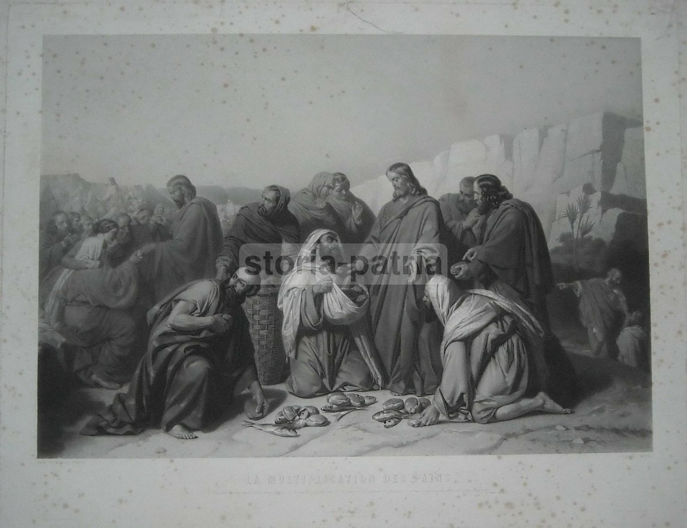 Moltiplicazione Dei Pani E Pesci, Gautier, Incisione, XIX Secolo