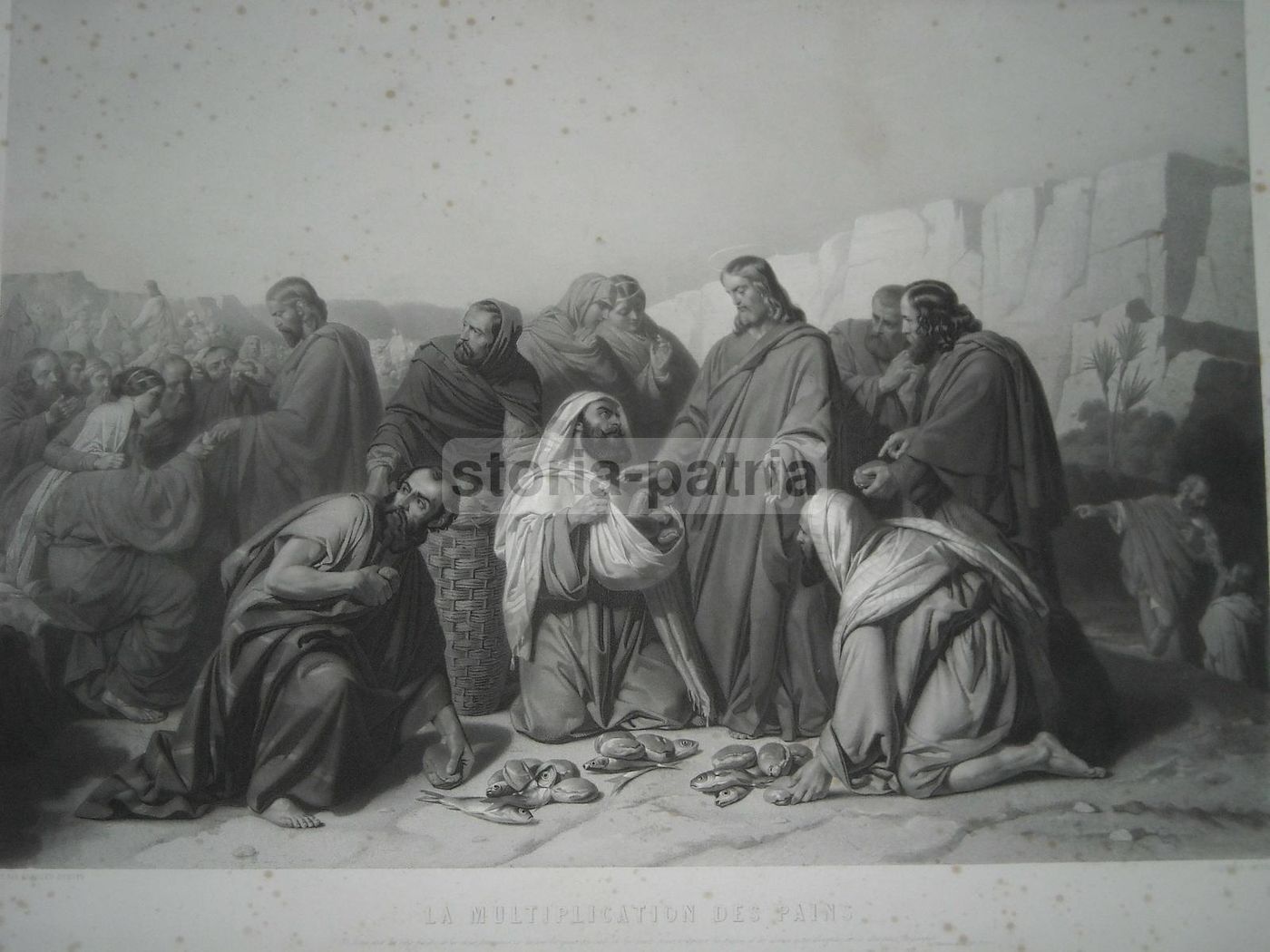 Moltiplicazione Dei Pani E Pesci, Gautier, Incisione, XIX Secolo