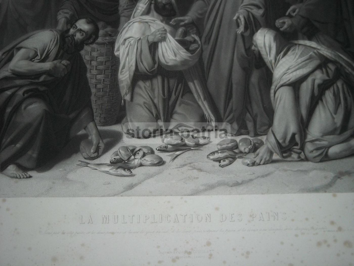 Moltiplicazione Dei Pani E Pesci, Gautier, Incisione, XIX Secolo