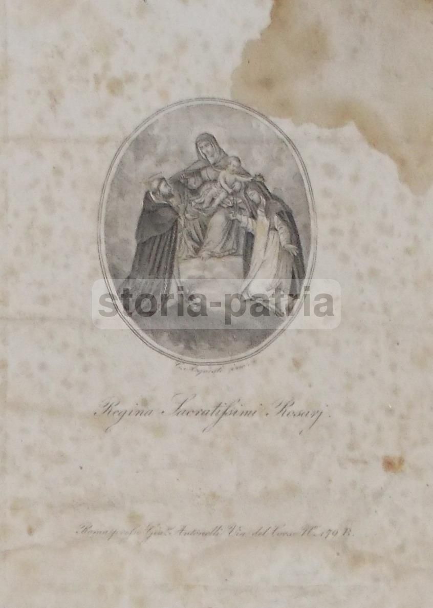 Madonna Del Rosario, Incisione Di Acquisti, Giacomo Antonelli, Roma, XIX Secolo