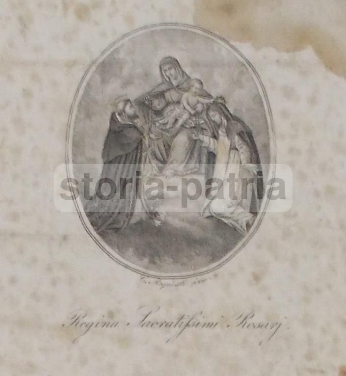 Madonna Del Rosario, Incisione Di Acquisti, Giacomo Antonelli, Roma, XIX Secolo