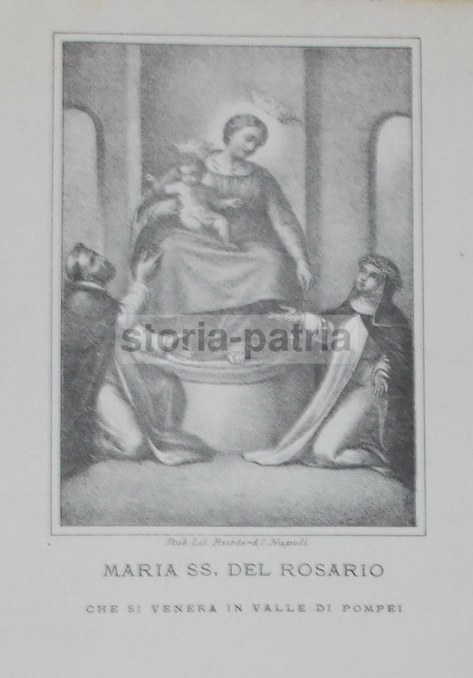 Litografia Madonna Del Rosario Di Pompei, Richeter Napoli, Anni '20