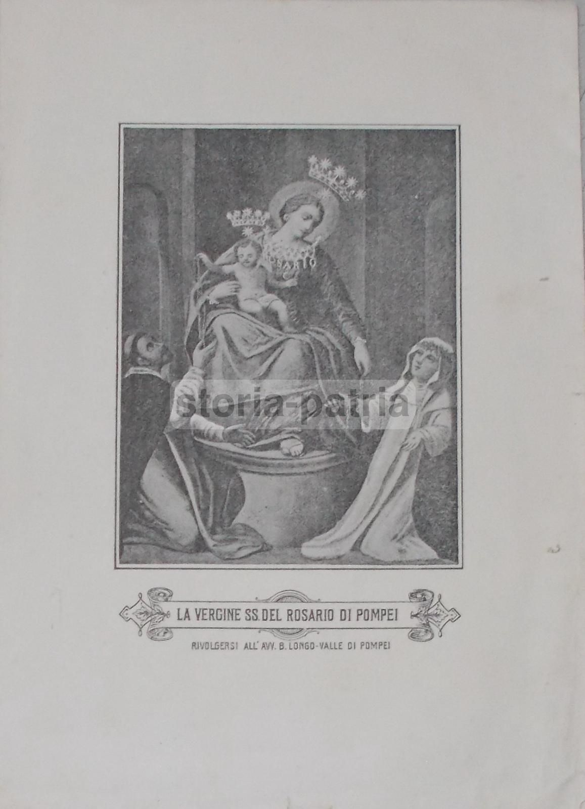Stampa Madonna Del Rosario Di Pompei, Bartolo Longo, Anni '30