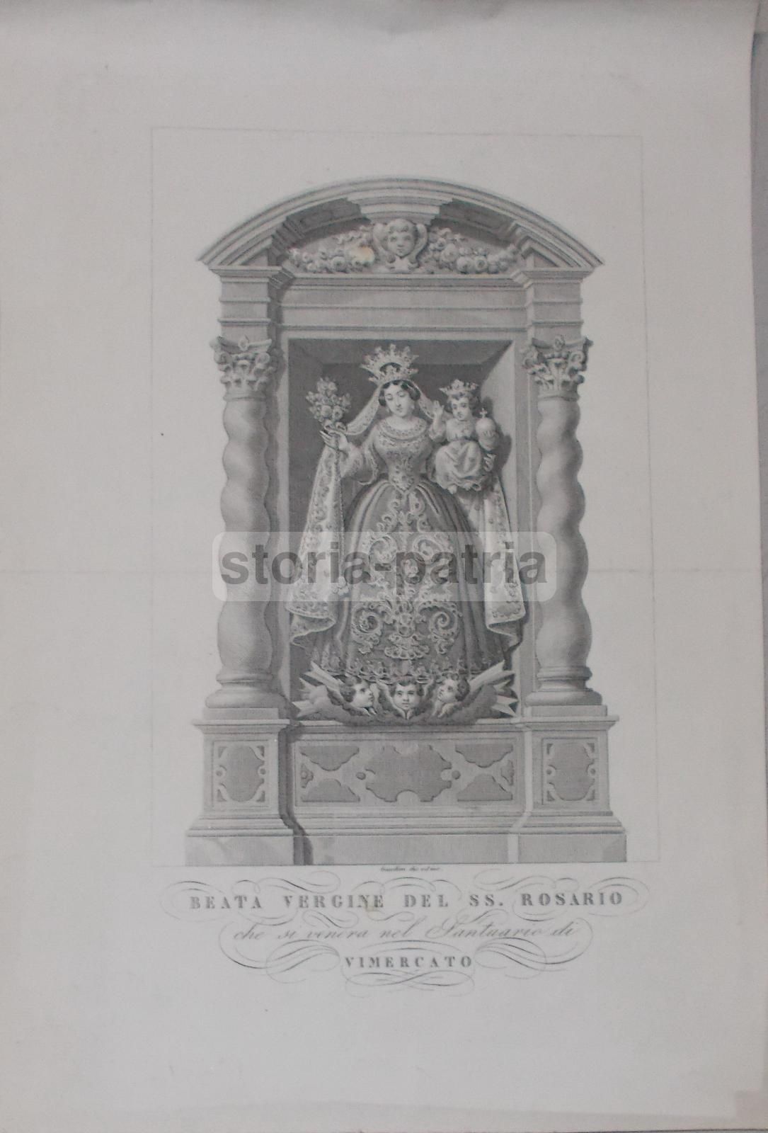 Madonna Del Rosario, Santuario Di Vimercate, Incisione Di Gandini, XIX Secolo