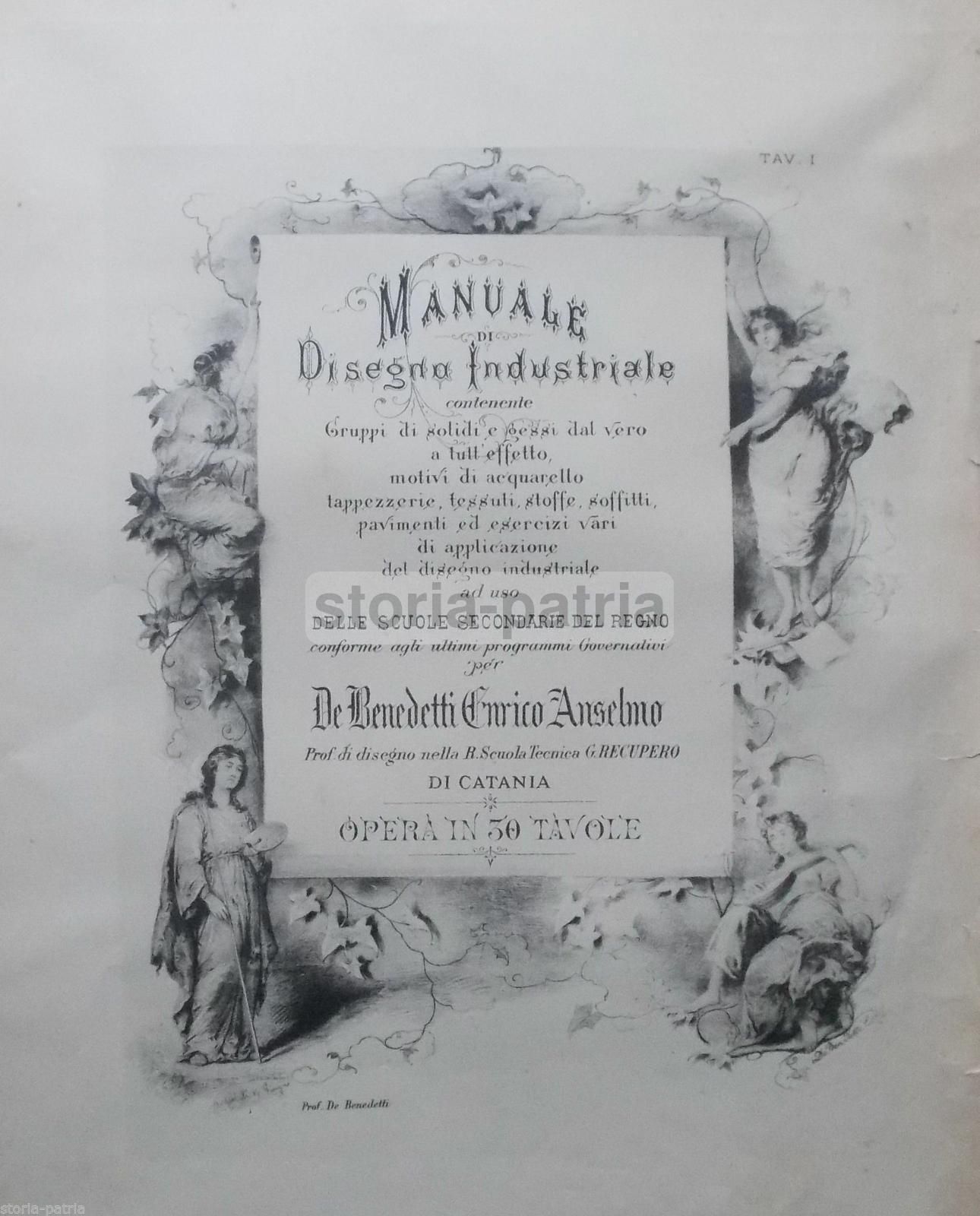 Stampa Antica De Benedetti: Allegorie Delle Arti E Della Musica, Catania, Fine '800