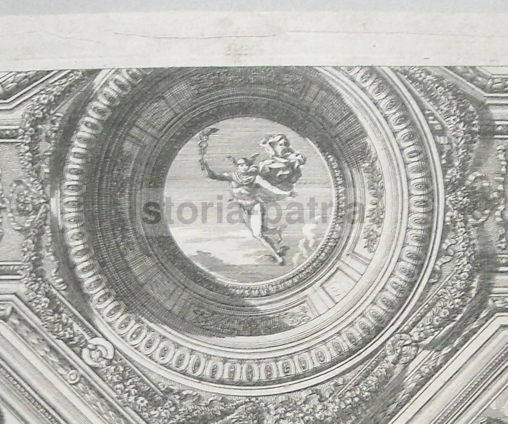 Incisione Antica Soffitto Decorato Jean Le Pautre Parigi 1700