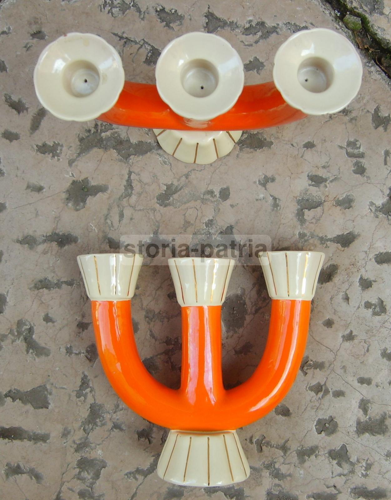 Lampada Candelabro In Ceramica Pucci Art Déco, Anni '30, Umbertide