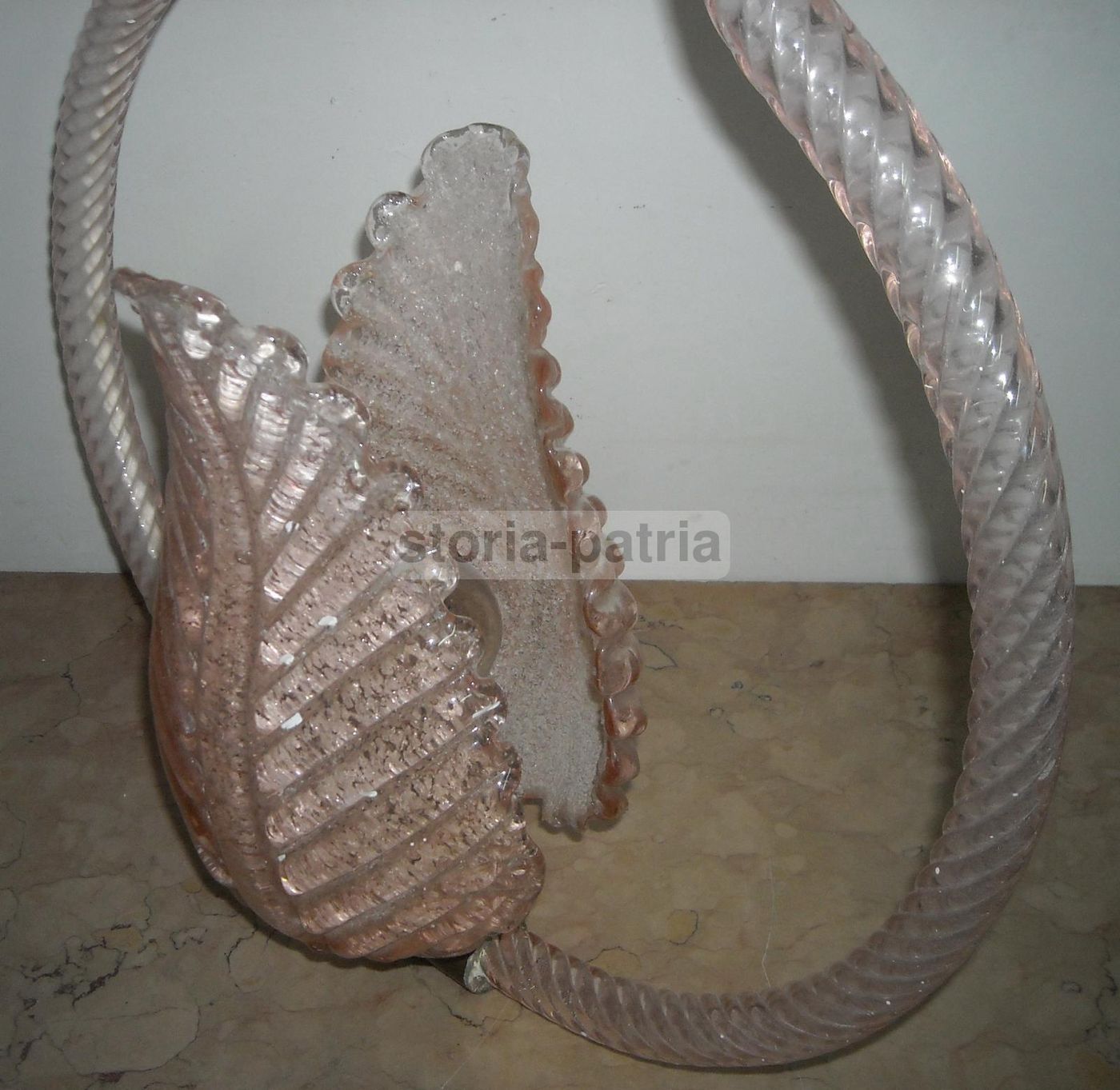Lampadario Vintage In Vetro Rosa Murano Anni '50, 98cm