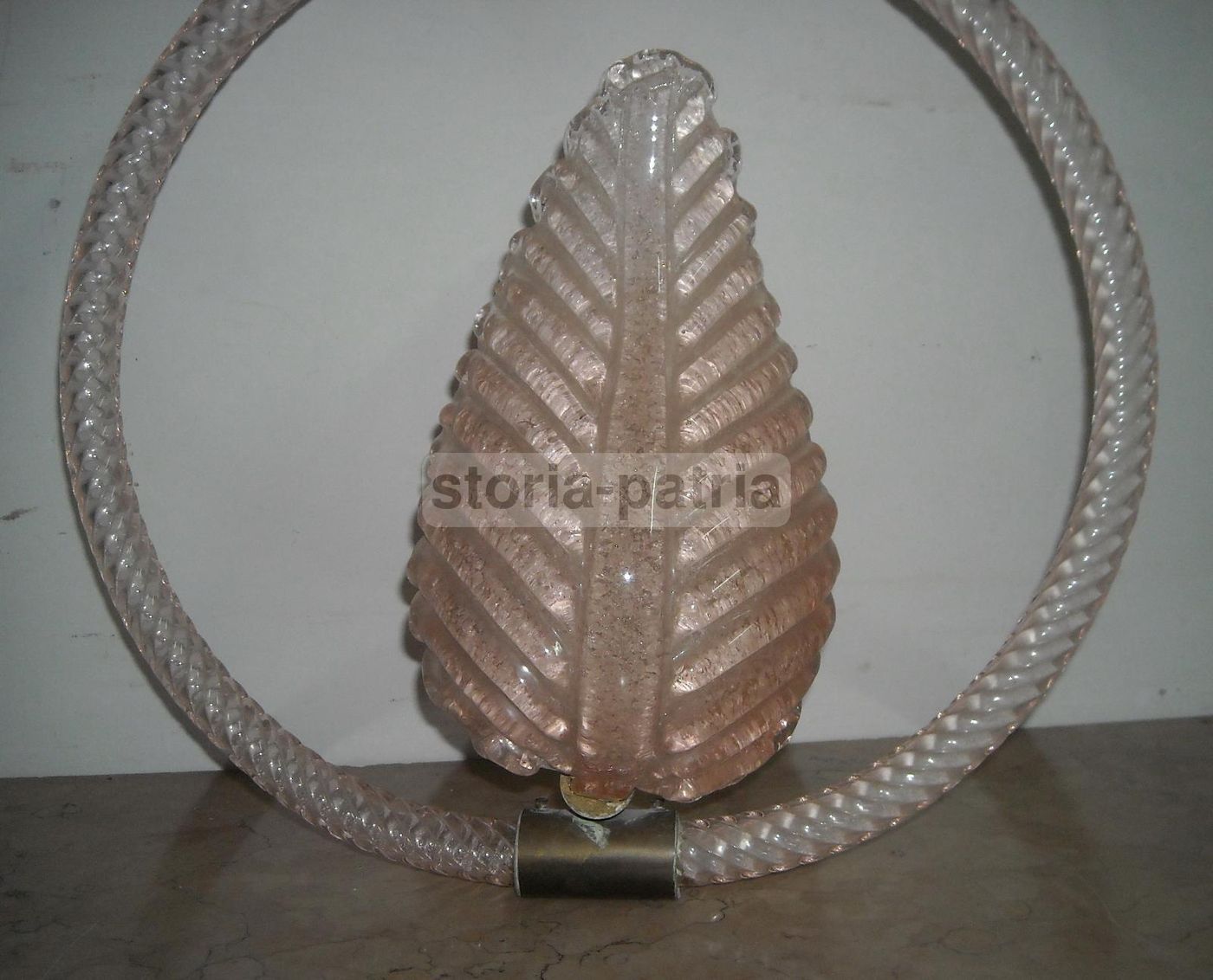 Lampadario Vintage In Vetro Rosa Murano Anni '50, 98cm