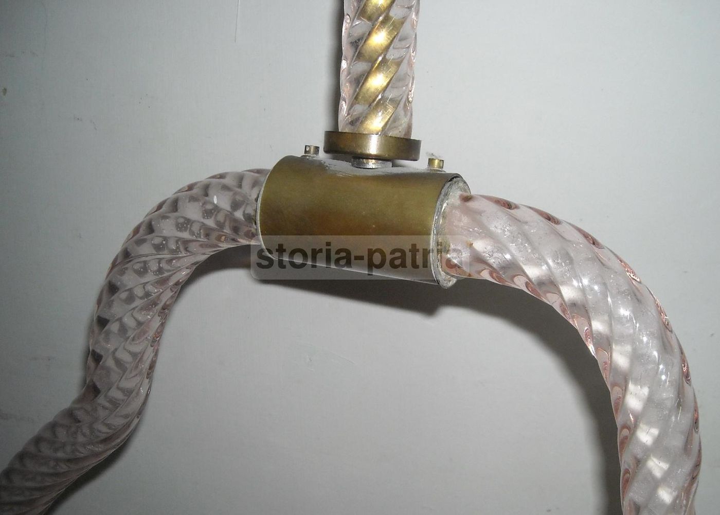 Lampadario Vintage In Vetro Rosa Murano Anni '50, 98cm