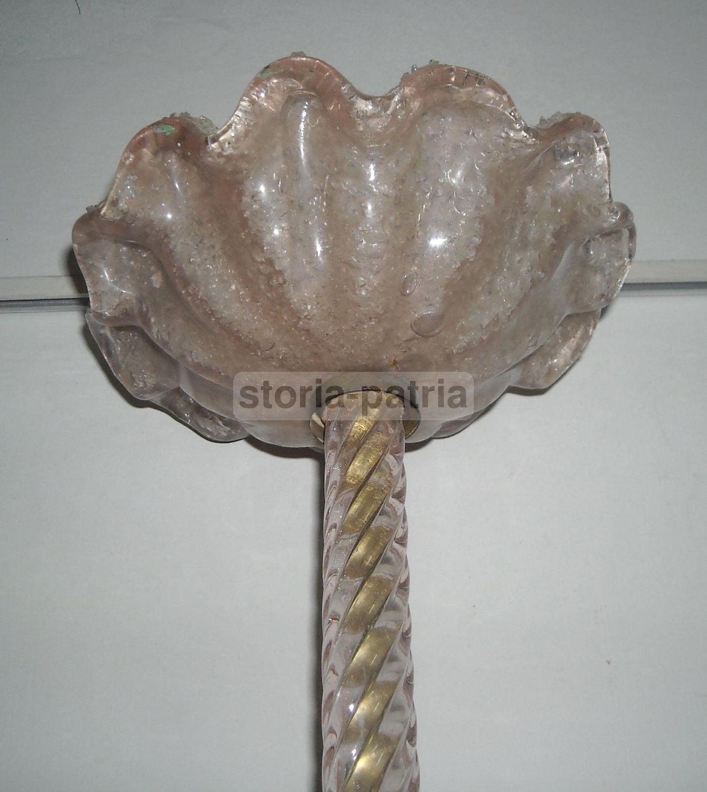 Lampadario Vintage In Vetro Rosa Murano Anni '50, 98cm