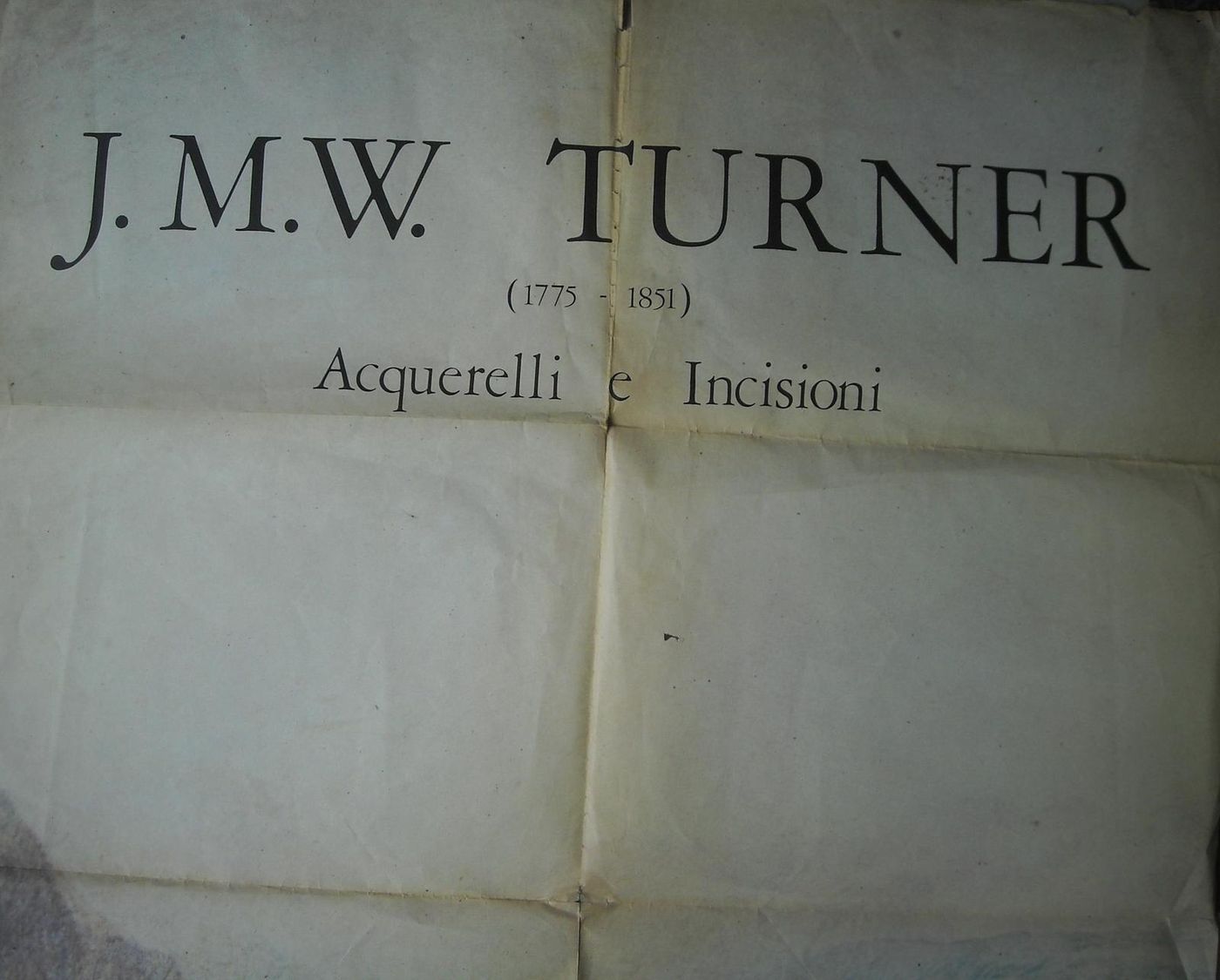 Manifesto Mostra J.M.W. Turner, Galleria Nazionale d'Arte Moderna, Roma