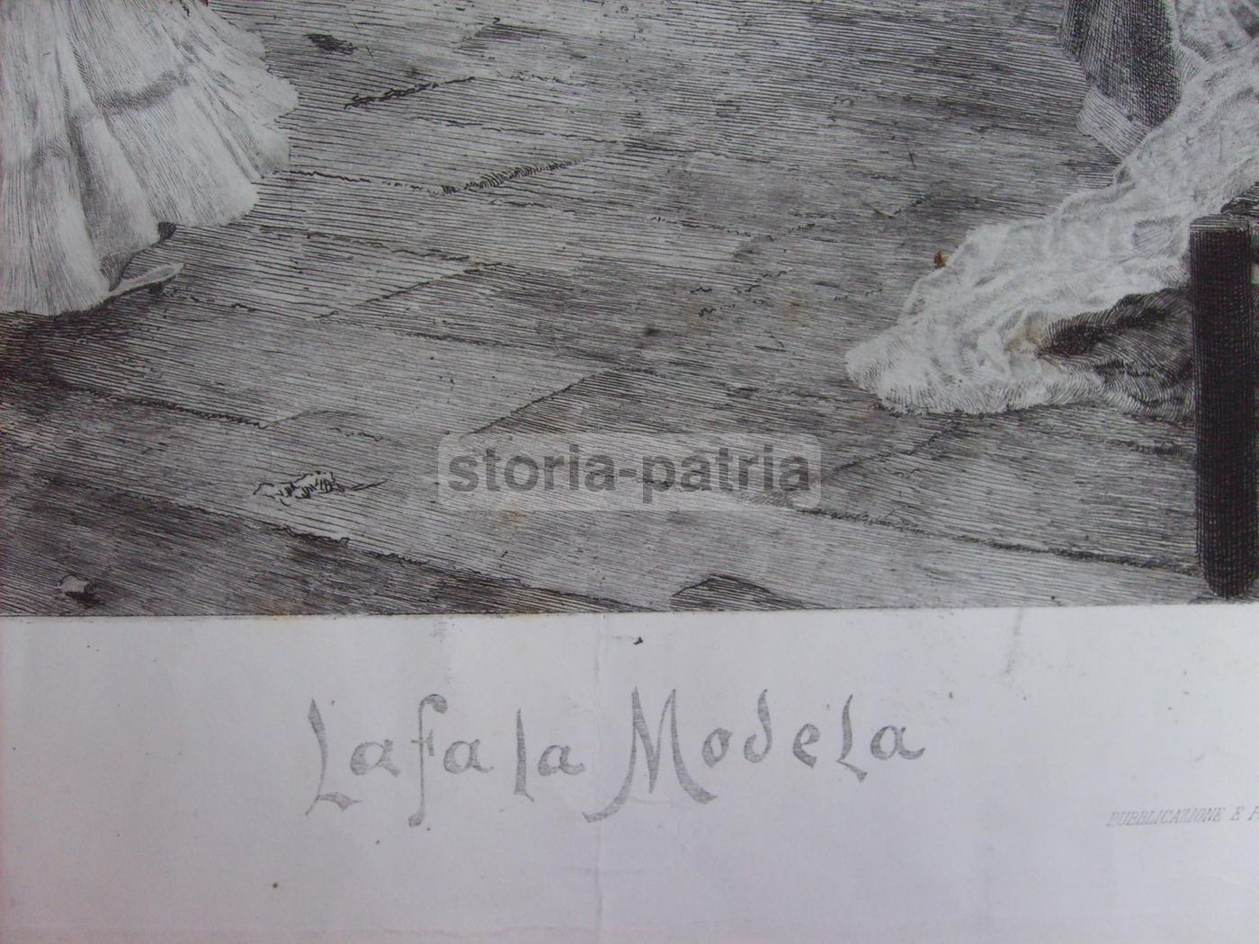 Incisione Antica Ettore Tito "La Fa La Modela" Venezia 1885 Acquaforte