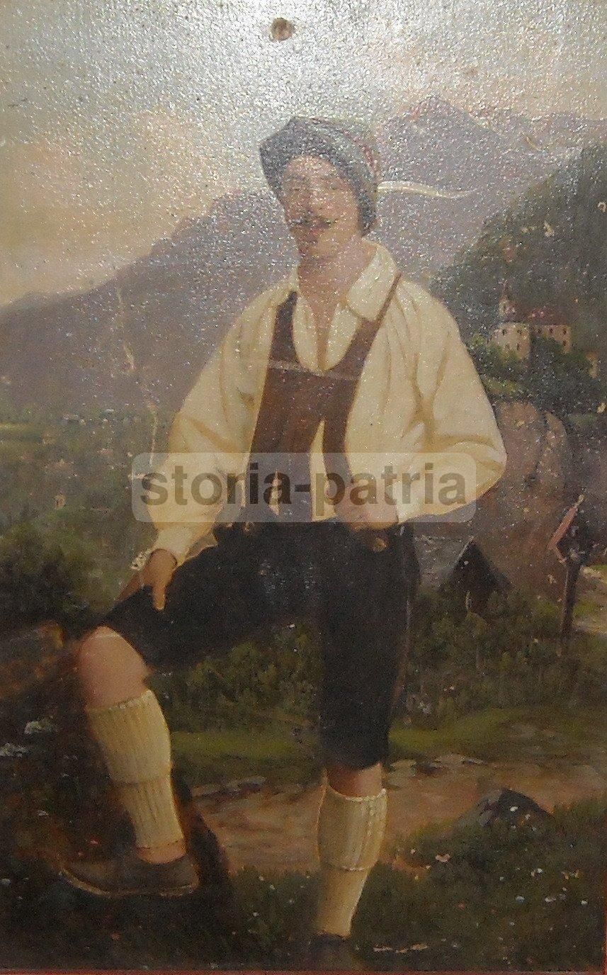 Dipinto Antico Del Tirolo Con Costumi Popolari, Richard Eisermann, 1893