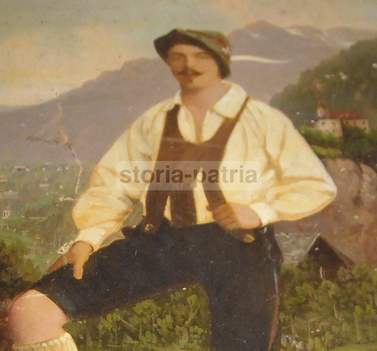 Dipinto Antico Del Tirolo Con Costumi Popolari, Richard Eisermann, 1893