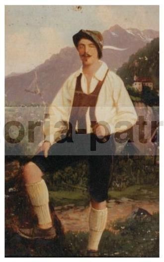 Dipinto Antico Del Tirolo Con Costumi Popolari, Richard Eisermann, 1893