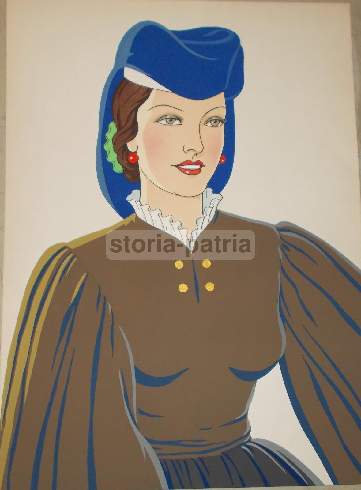Costume Di Scanno, Abruzzo. Illustrazione d'Epoca Pochoir, Anni '30