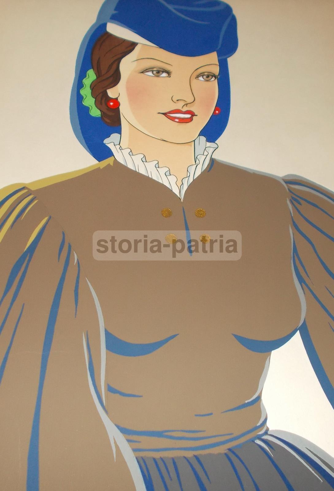 Costume Di Scanno, Abruzzo. Illustrazione d'Epoca Pochoir, Anni '30