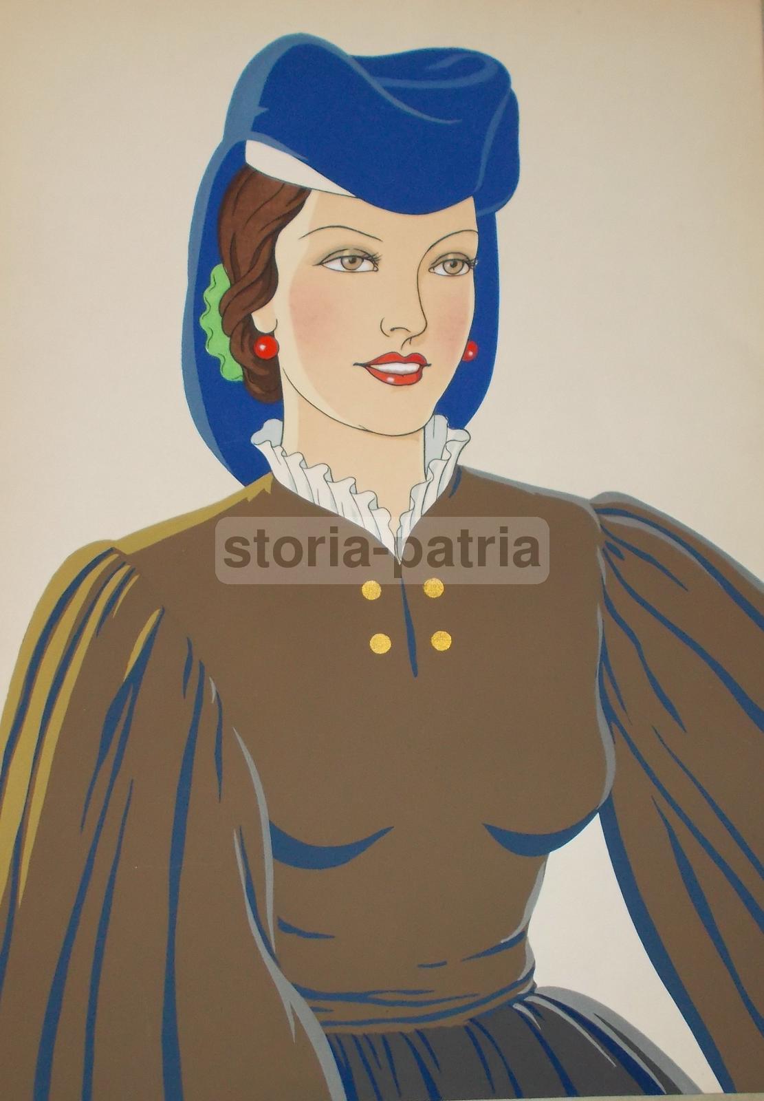 Costume Di Scanno, Abruzzo. Illustrazione d'Epoca Pochoir, Anni '30