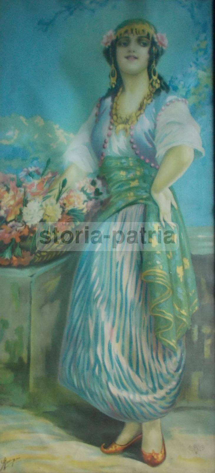 Stampa Cromolitografica Giovane Gitana, Giovanni Guerzoni, Primi '900