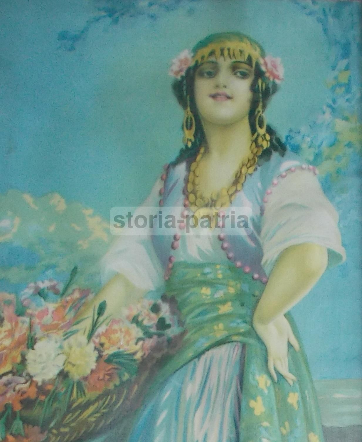 Stampa Cromolitografica Giovane Gitana, Giovanni Guerzoni, Primi '900