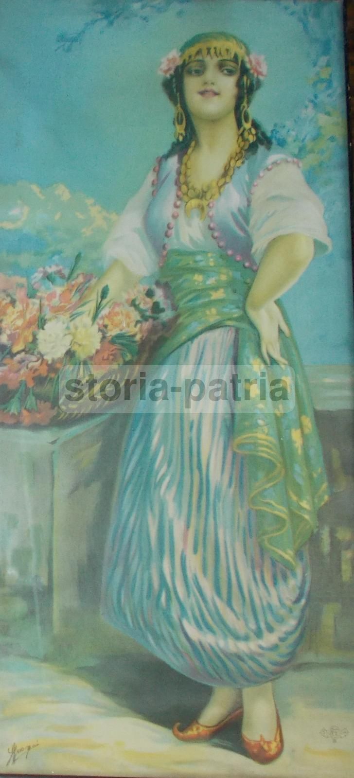 Stampa Cromolitografica Giovane Gitana, Giovanni Guerzoni, Primi '900