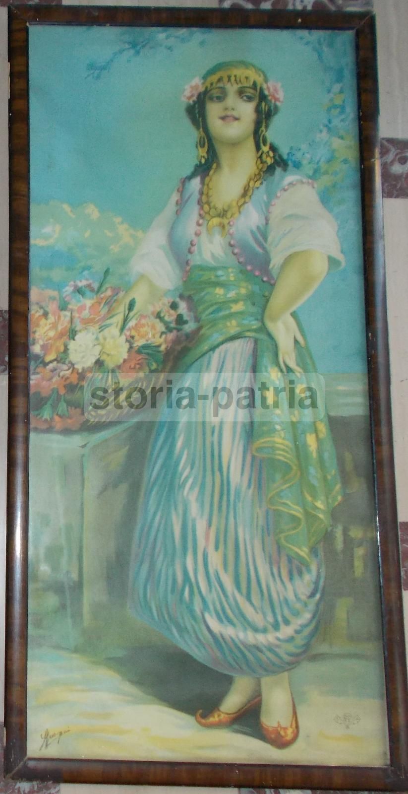 Stampa Cromolitografica Giovane Gitana, Giovanni Guerzoni, Primi '900
