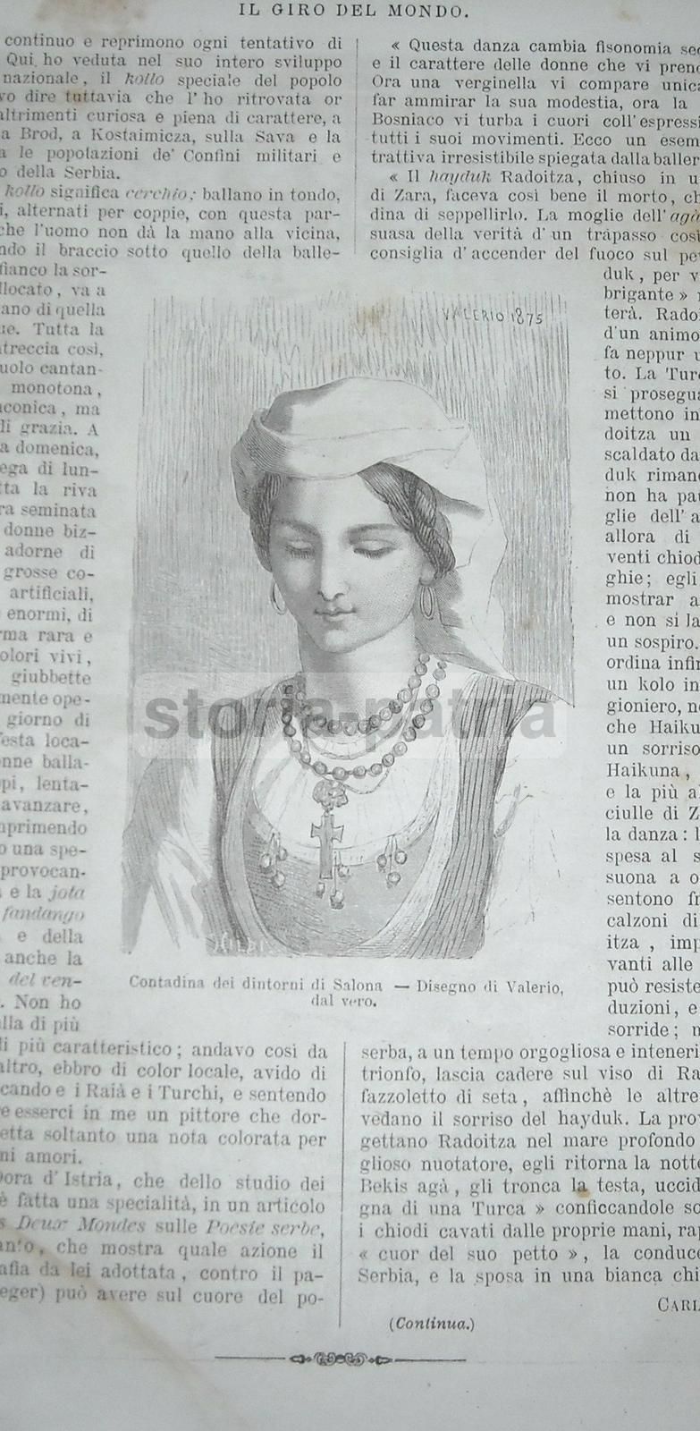 Incisione Antica Fiera Di Salona Dalmazia 1877 Vierge Yriarte