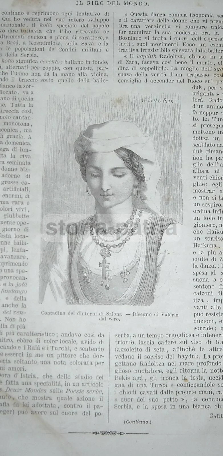 Incisione Antica Fiera di Salona Dalmazia 1877 Vierge Yriarte