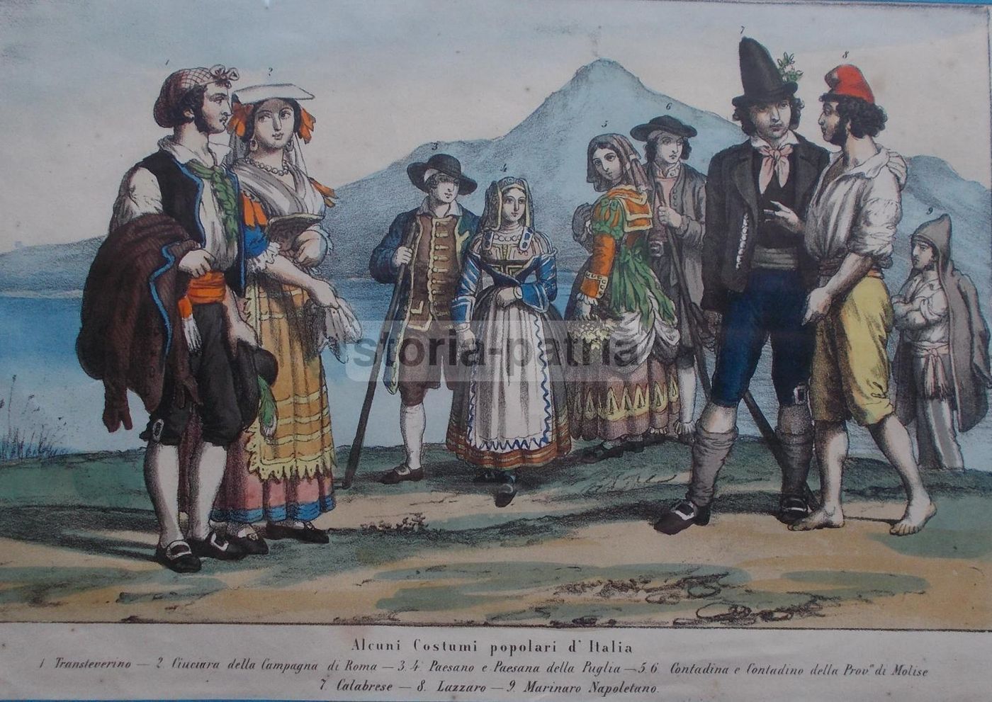 Litografia Costumi Popolari Dell'Italia Centro Meridionale (Puglia, Molise, Napoli)