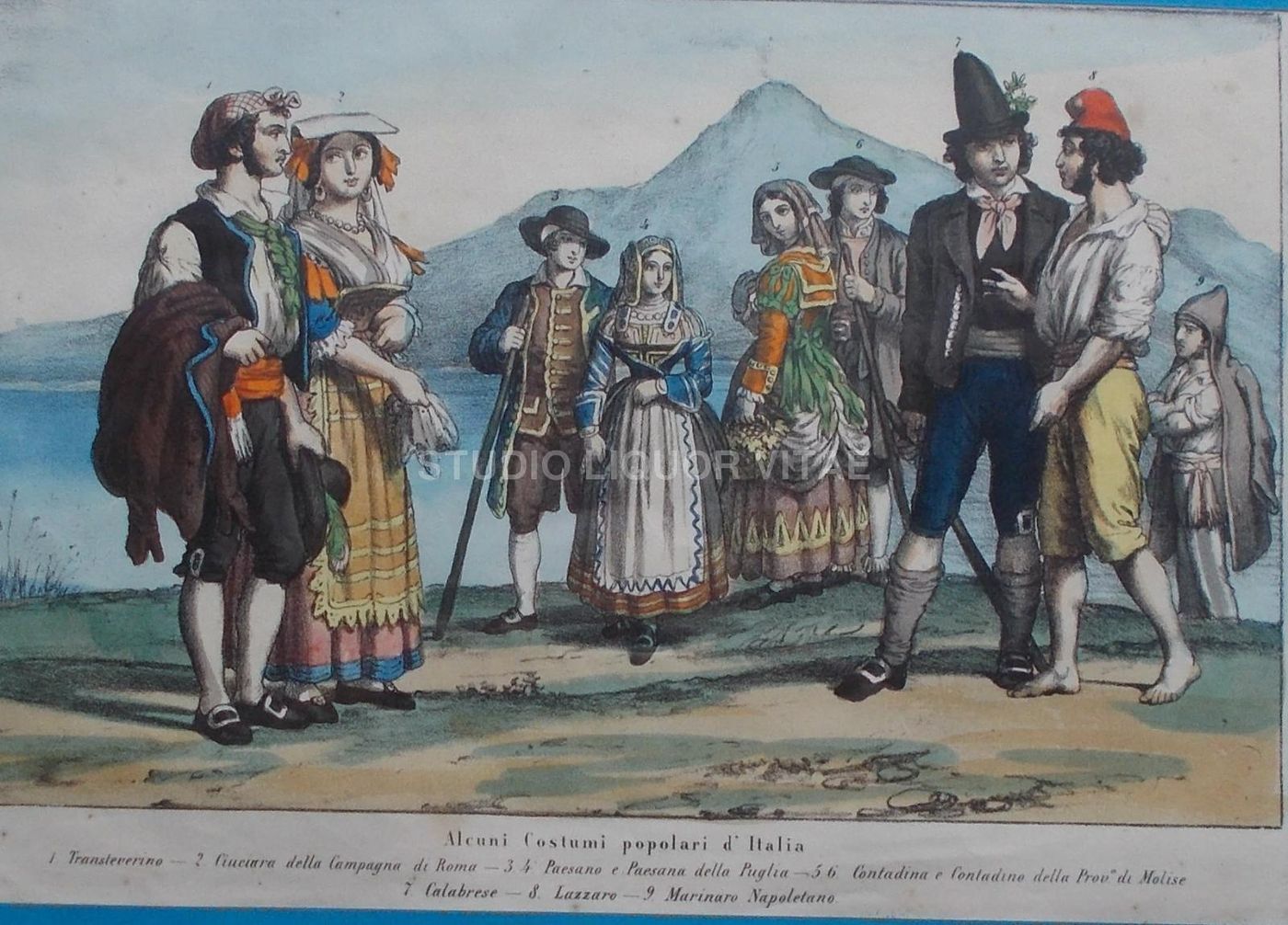 Litografia Costumi Popolari Dell'Italia Centro Meridionale (Puglia, Molise, Napoli)