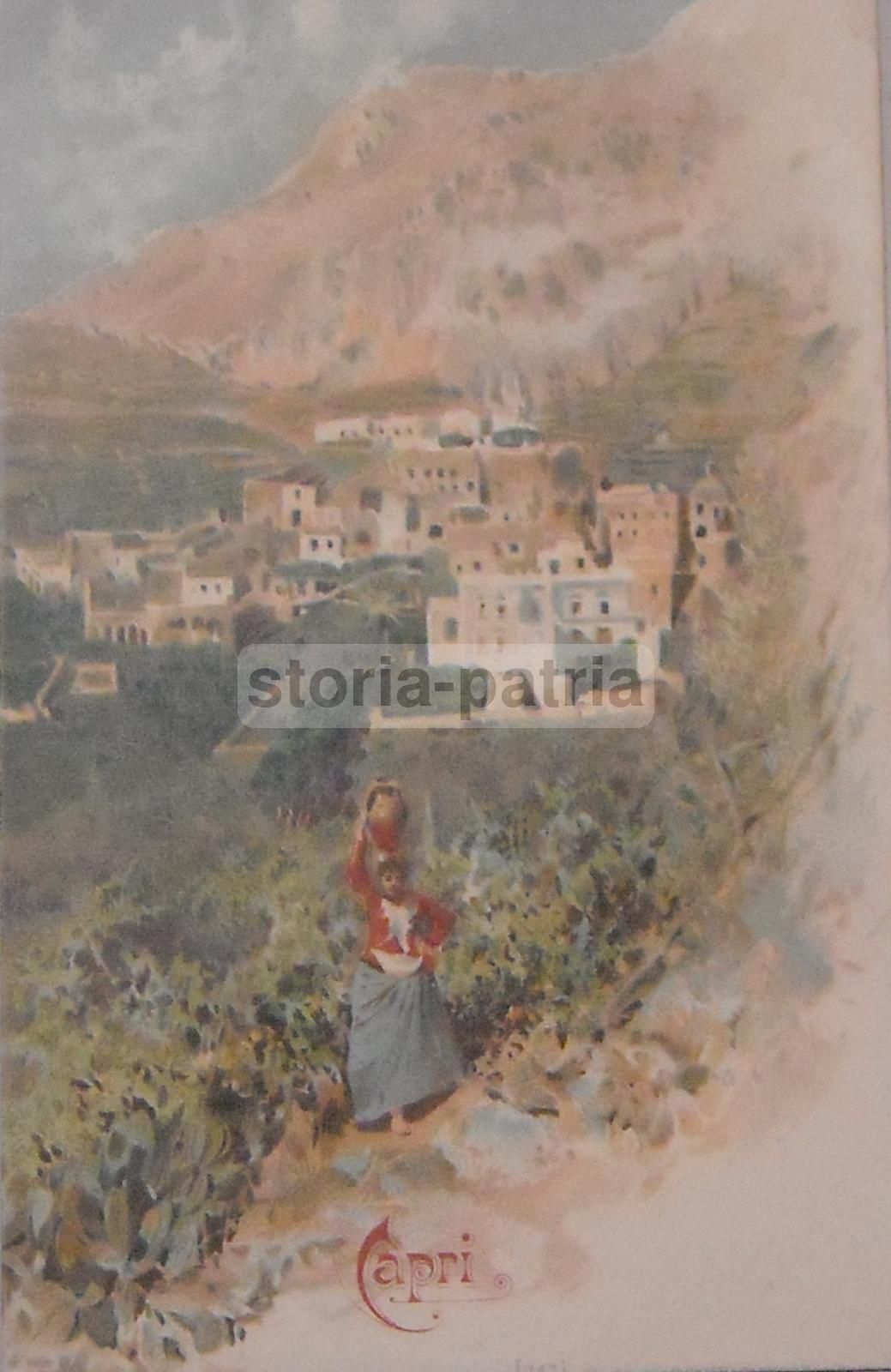 Cartolina Antica Acquaiuola Capri Primo '900 Folklore Napoletano