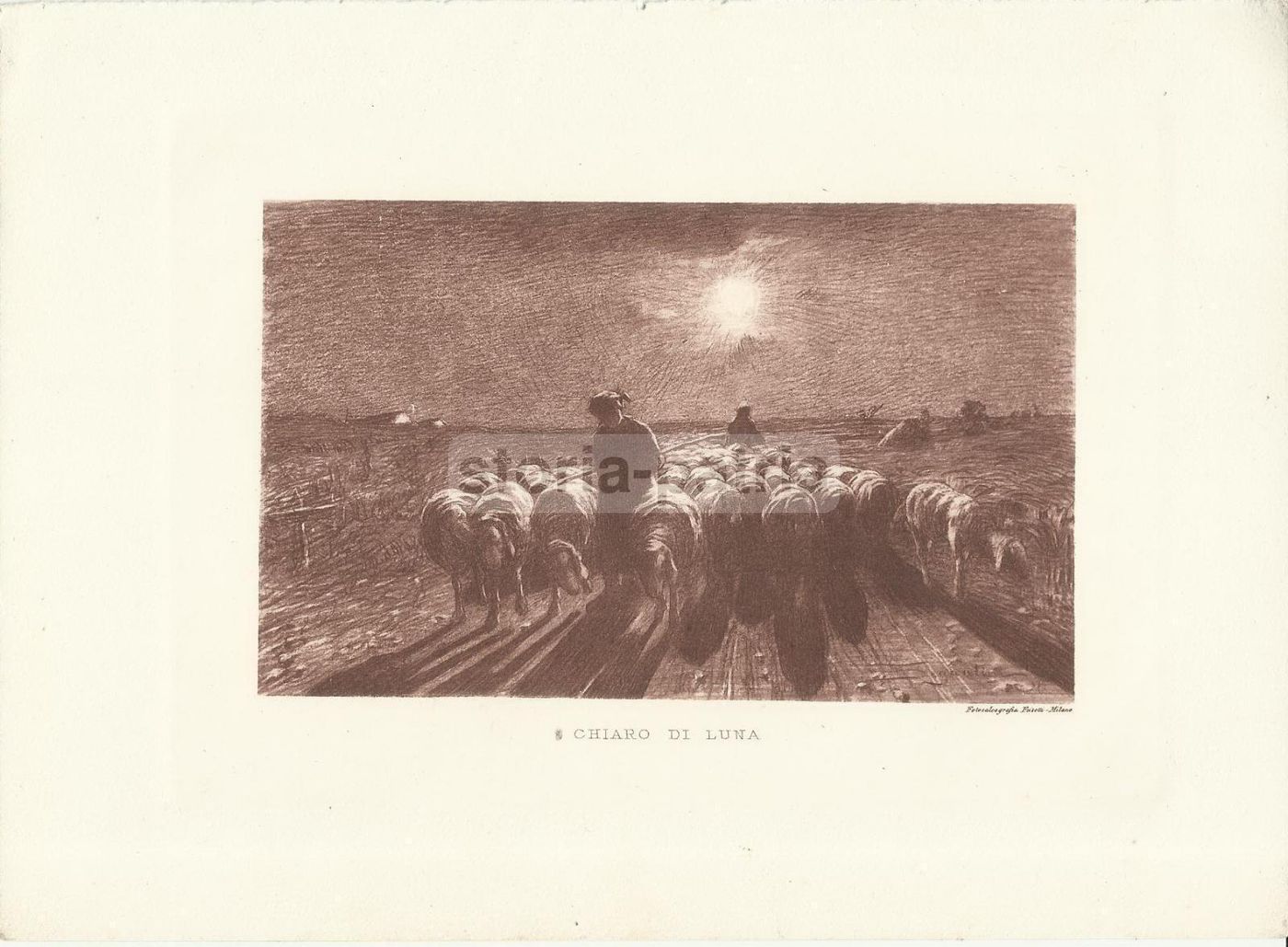 Chiaro Di Luna (Segantini). Stampa Antica Fotocalcografia Fusetti