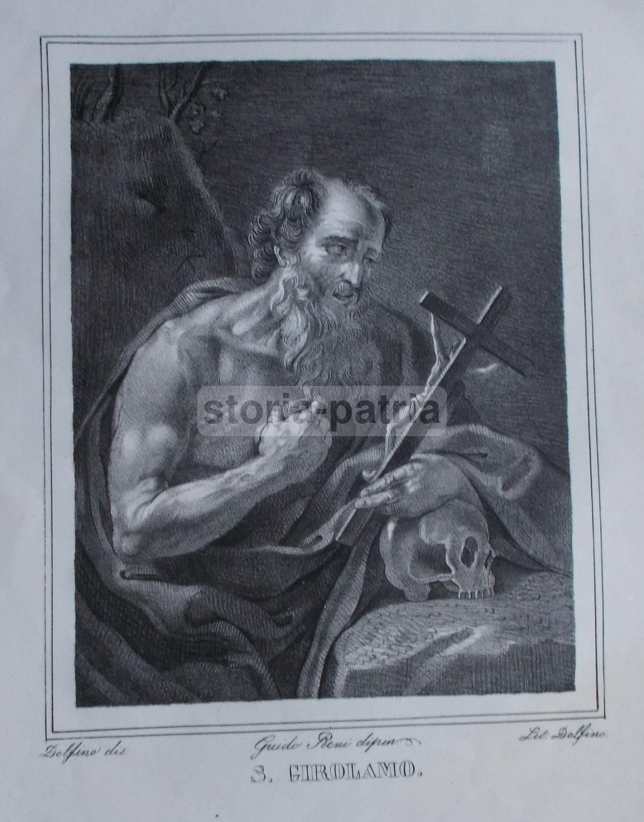 San Girolamo, Litografia Di Dolfino Da Guido Reni, Metà XIX Secolo