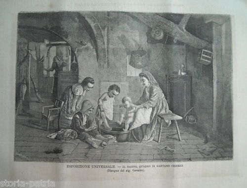 Il Bagno Di Gaetano Chierici: Incisione Xilografica (1873, Vienna)