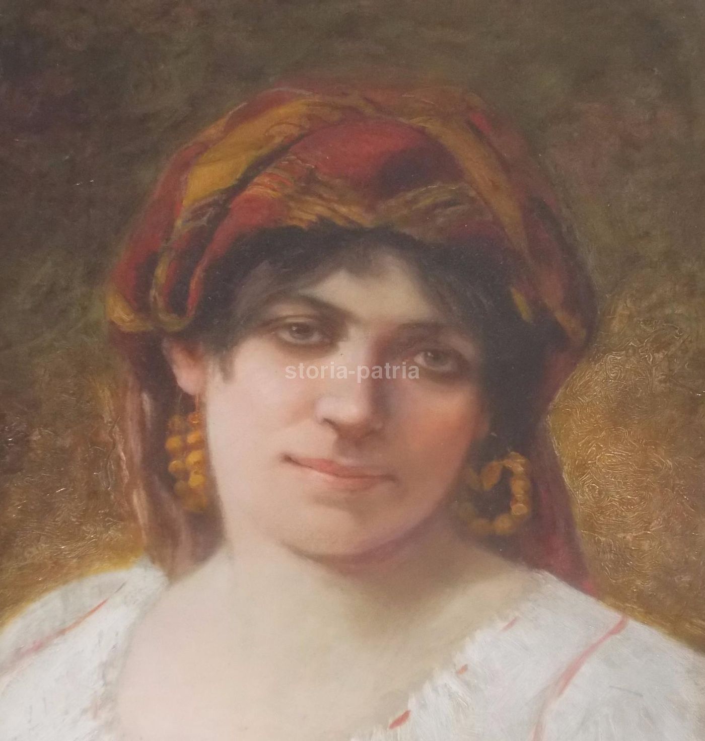 Ritratto Di Popolana, Olio Su Tela, Pio Joris, XIX Secolo