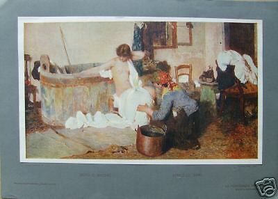 Giacomo Favretto: Dopo Il Bagno. Stampa d'Epoca Danesi