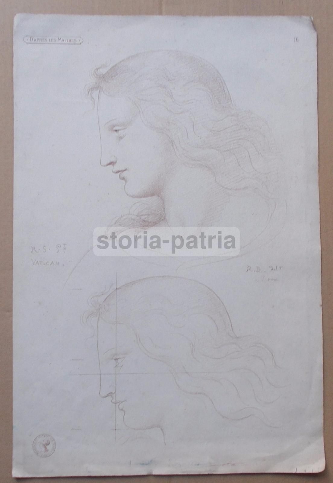 Raffaello: Studi Vaticani, Litografia Monrocq Parigi, Fine '800